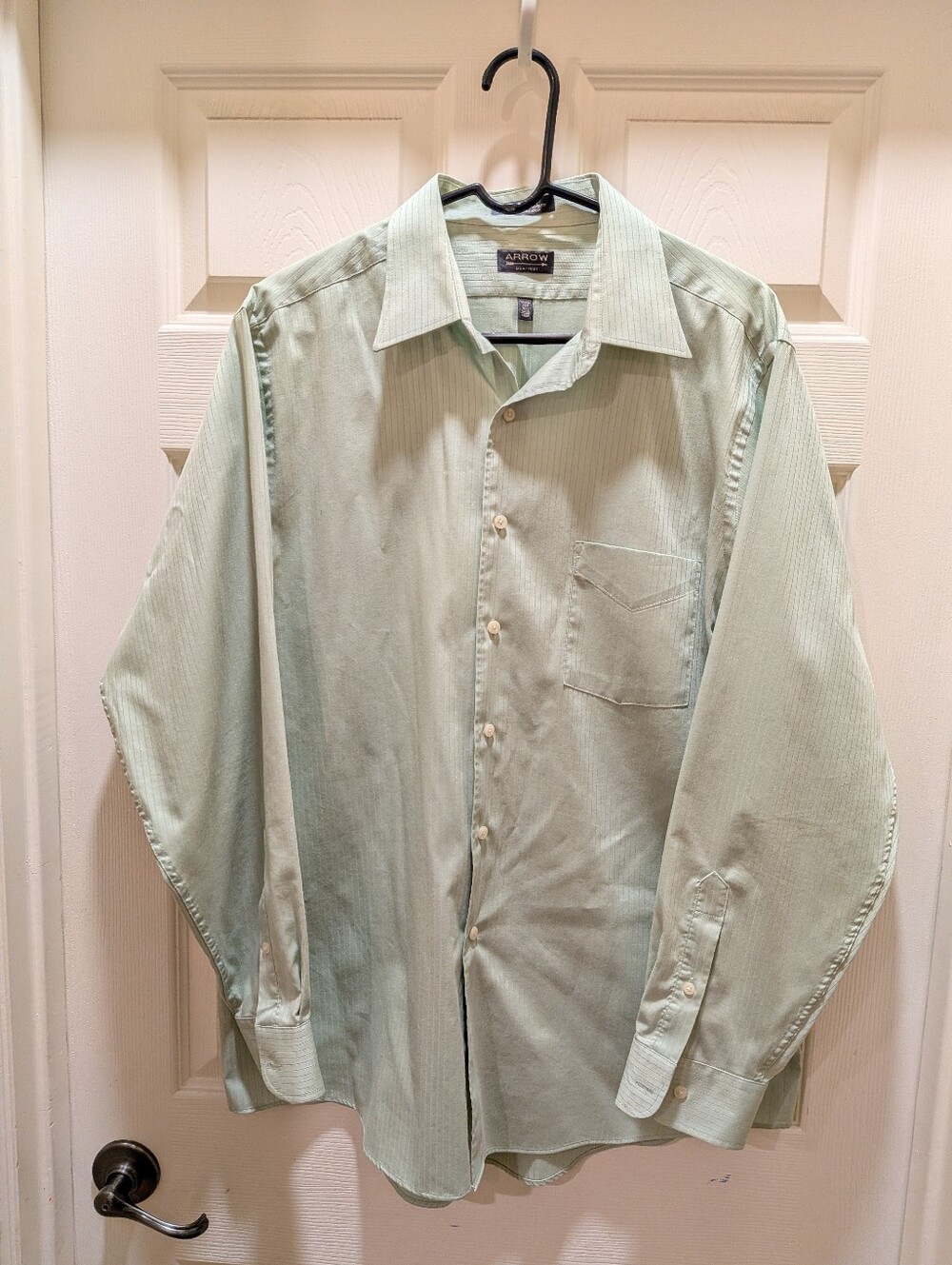 Arrow green striped dress shirt 16-1/2 - 34/35